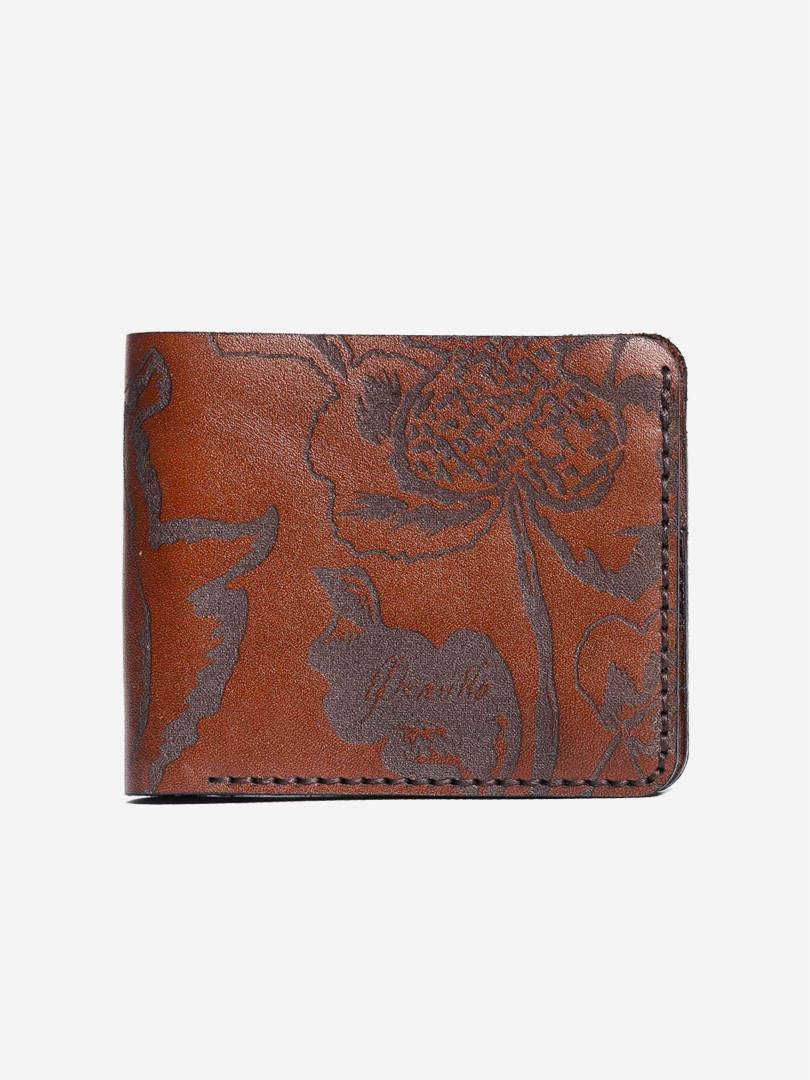 Коричневий гаманець Kozak flowers brown Small wallet з натуральної шкіри | franko.ua