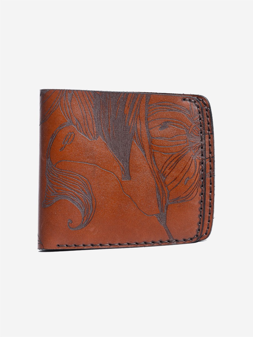 Коричневий гаманець Nata flowers brown Big wallet з натуральної шкіри | franko.ua