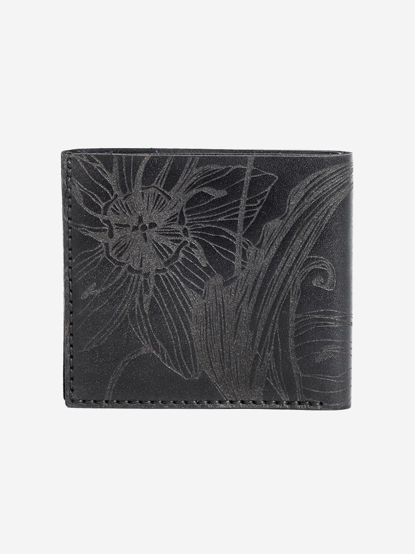 Чорне портмоне Nata flowers black Medium wallet з натуральної шкіри | franko.ua