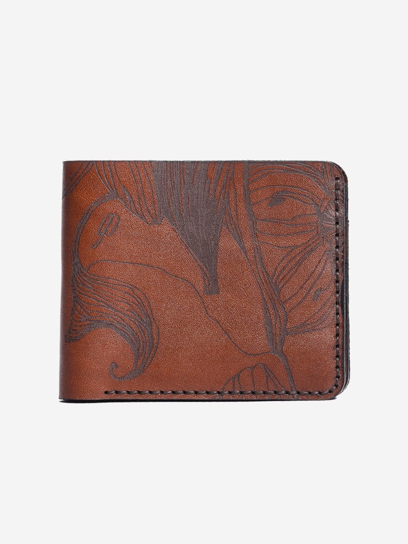 Коричневе портмоне Nata flowers brown Small wallet з натуральної шкіри | franko.ua