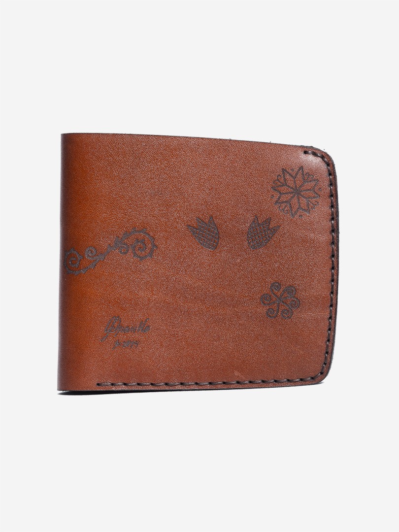 Коричневе портмоне Trypillya brown Big wallet з натуральної шкіри | franko.ua