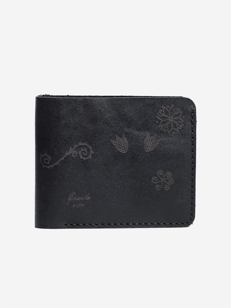 Чорне портмоне Trypillya black Small wallet з натуральної шкіри | franko.ua