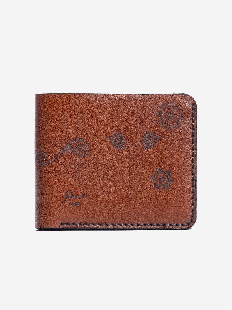 Коричневе портмоне Trypillya brown Small wallet з натуральної шкіри | franko.ua