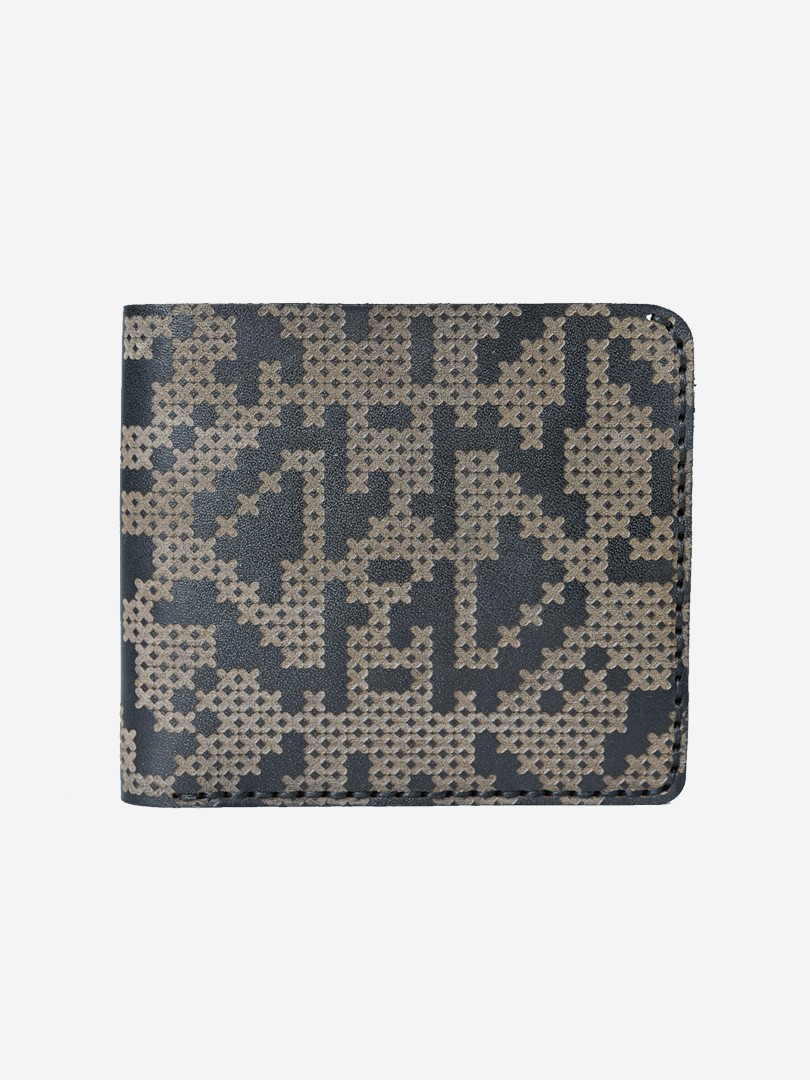 Чорне портмоне Pixel black Medium wallet з натуральної шкіри | franko.ua