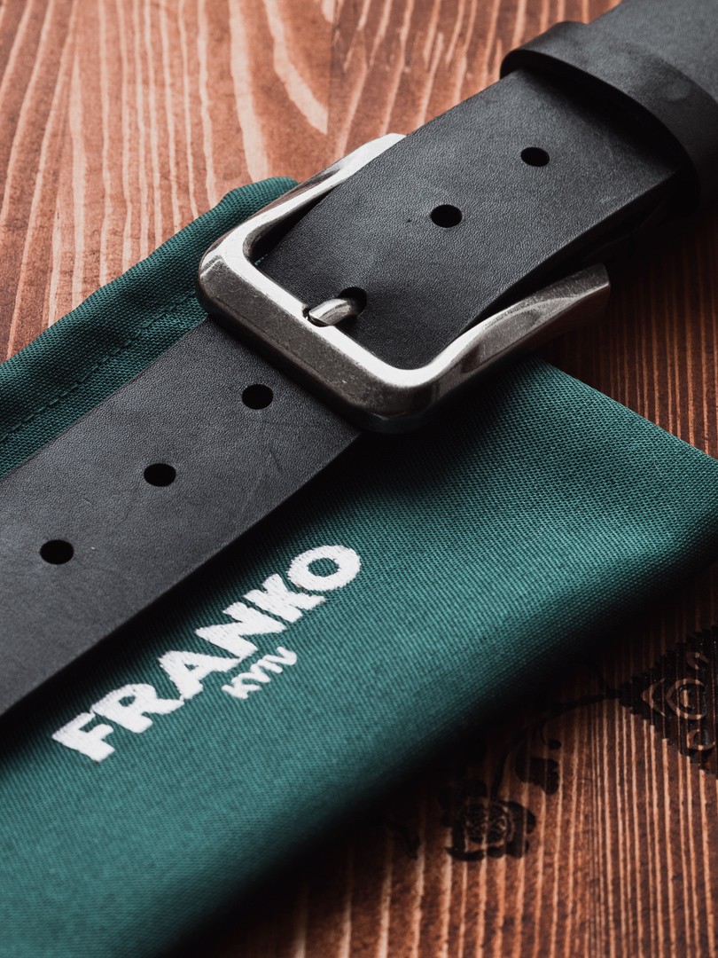 Чорний ремінь Franko black Big belt з 4 мм ремінної шкіри бика | franko.ua