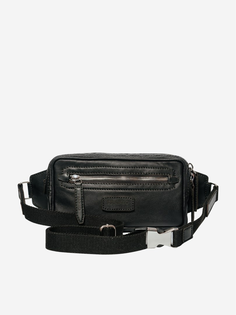 Чорна поясна сумка Franko black Belt bag з натуральної шкіри | franko.ua