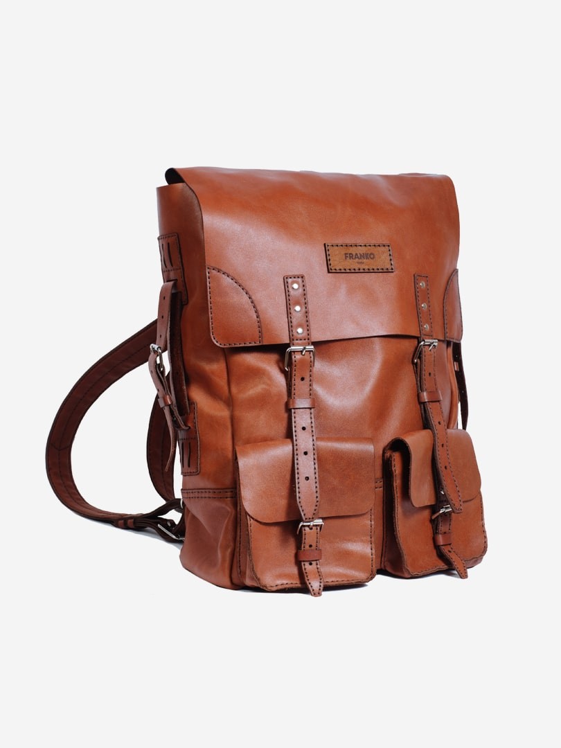 Коричневий рюкзак Franko brown Big backpack з натуральної шкіри | franko.ua