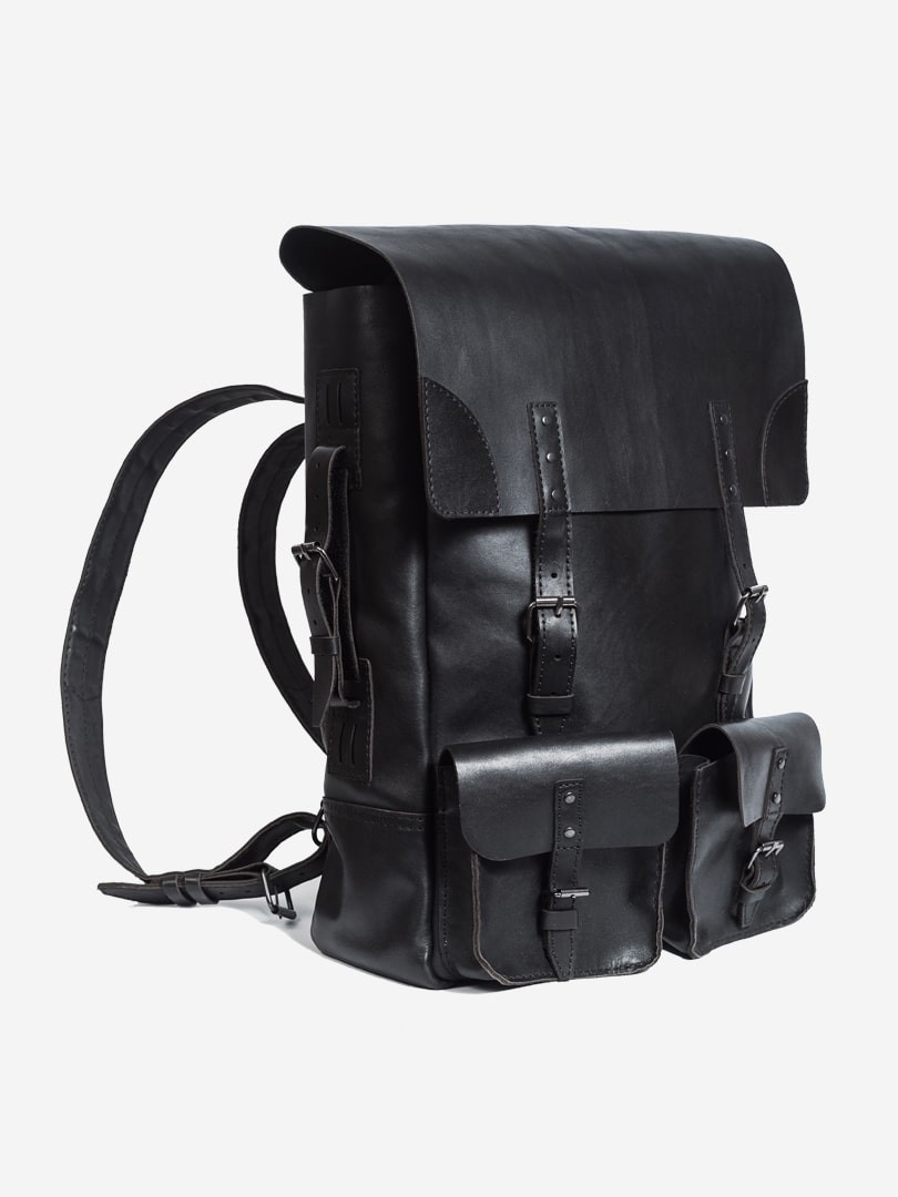 Чорний рюкзак Franko black Medium backpack з натуральної шкіри | franko.ua