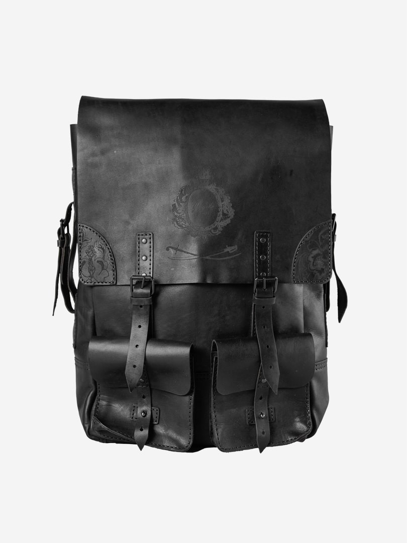 Чорний рюкзак Kozak black Big backpack з натуральної шкіри | franko.ua