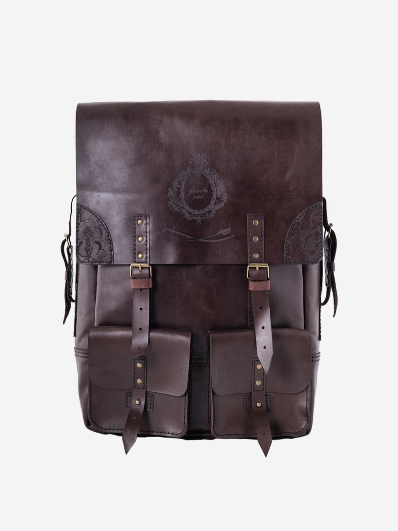 Коричневий рюкзак Kozak brown Big backpack з натуральної шкіри | franko.ua