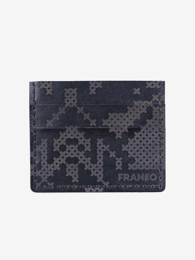 Чорна візитниця Pixel black Small cardholder з натуральної шкіри | franko.ua