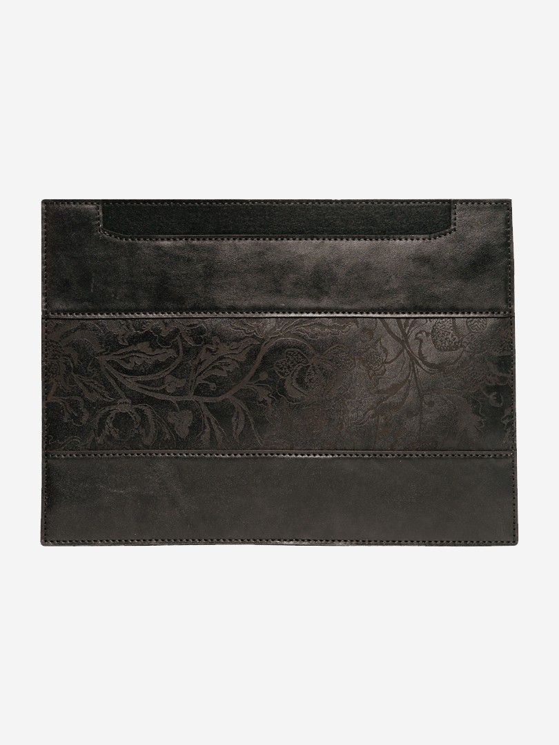 Kozak Flowers horizontal black Сase for MacBook Air in natural leather | franko.ua