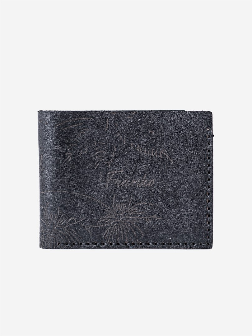 Чорне портмоне Palms black Small wallet з натуральної шкіри | franko.ua